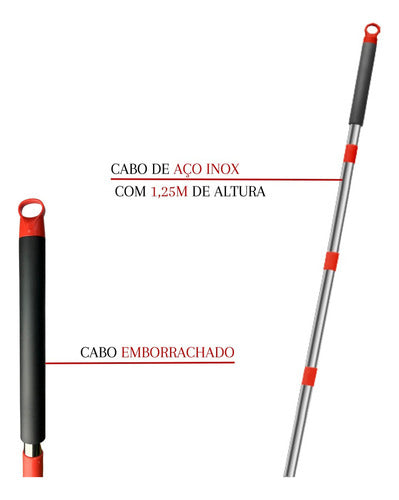 Mop Lava E Seca Powermaid 5l Microfibra Preto/vermelho