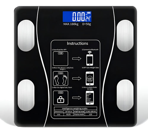 Balança Bioimpedância Digital Glass 10 Preto Bluetooth