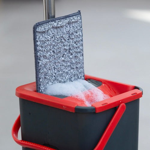 Mop Lava E Seca Powermaid 5l Microfibra Preto/vermelho
