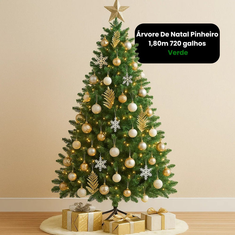Árvore De Natal Pinheiro 1,80m 720 galhos  Verde